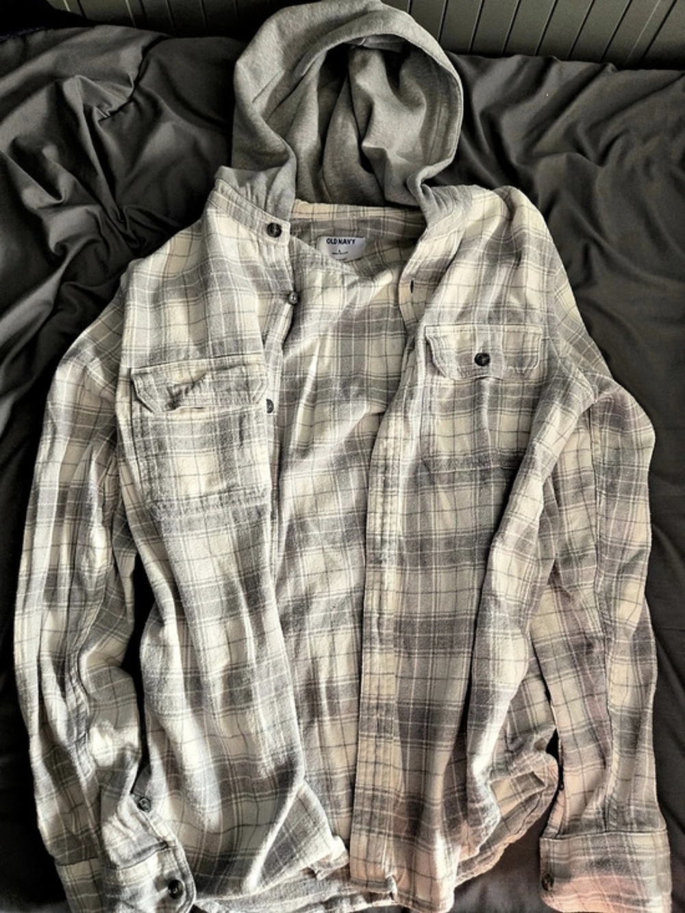 Old Navy Hooded Plaid Button Down Shirt